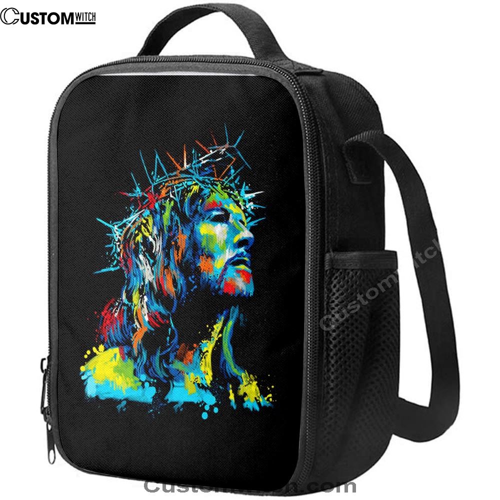Jesus Wearing Crown Of Thorns Lunch Bag, Christian Lunch Box For School, Picnic
