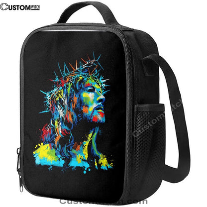Jesus Wearing Crown Of Thorns Lunch Bag, Christian Lunch Box For School, Picnic