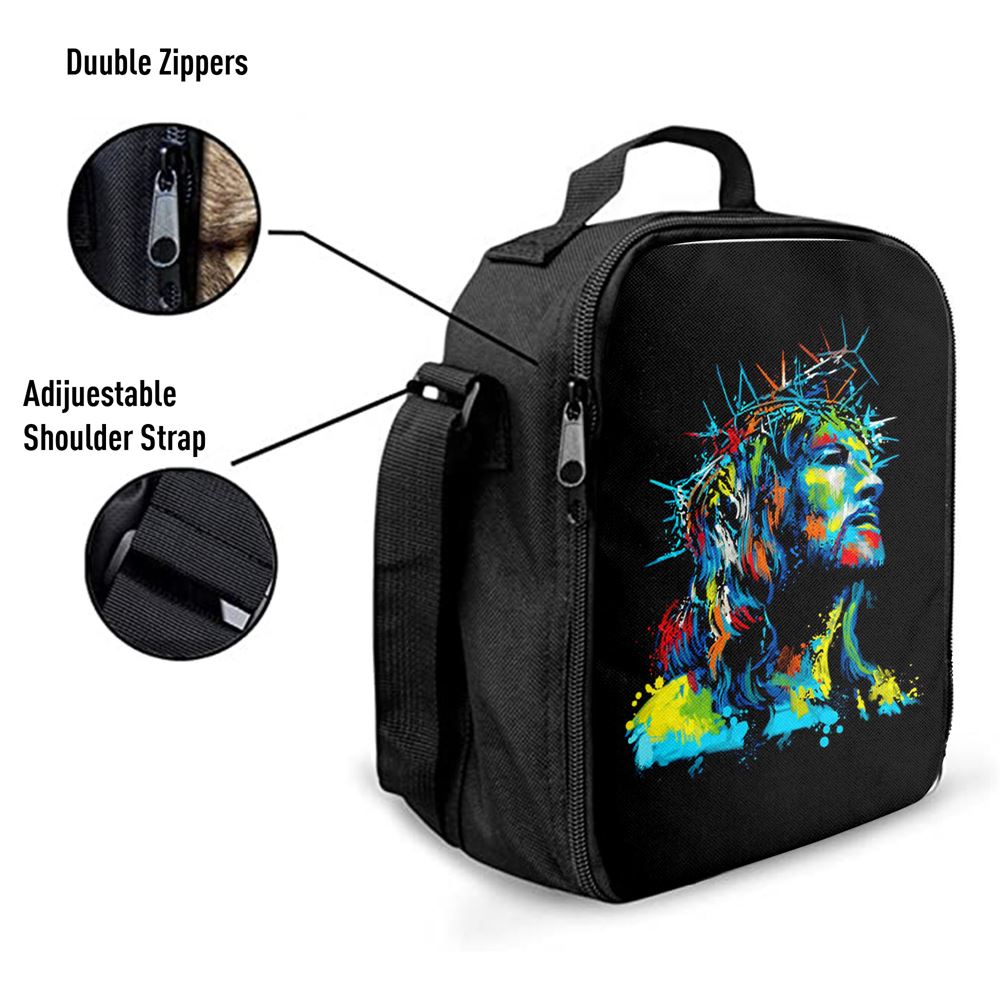 Jesus Wearing Crown Of Thorns Lunch Bag, Christian Lunch Box For School, Picnic