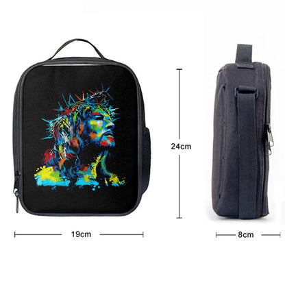 Jesus Wearing Crown Of Thorns Lunch Bag, Christian Lunch Box For School, Picnic