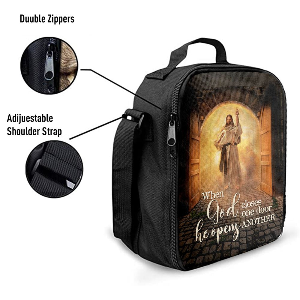Jesus When God Closes One Door Lunch Bag, Christian Lunch Box For School, Picnic