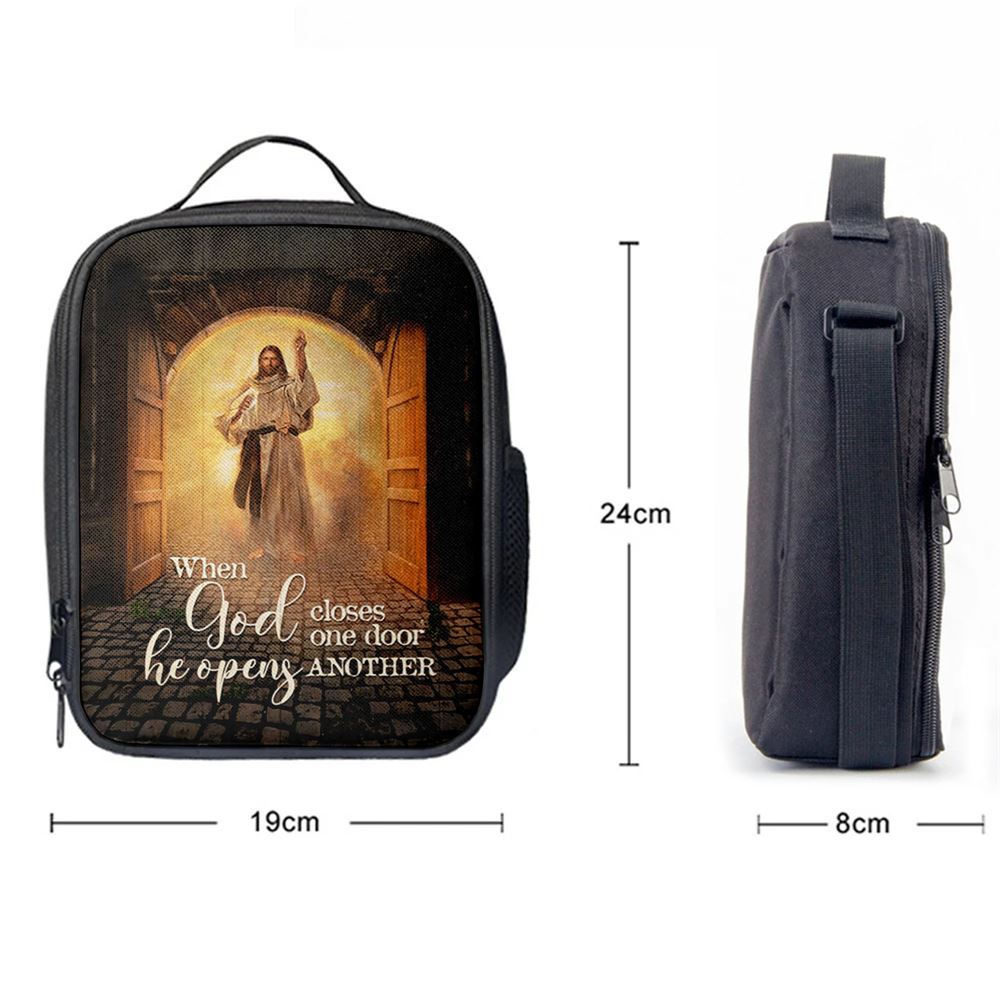 Jesus When God Closes One Door Lunch Bag, Christian Lunch Box For School, Picnic
