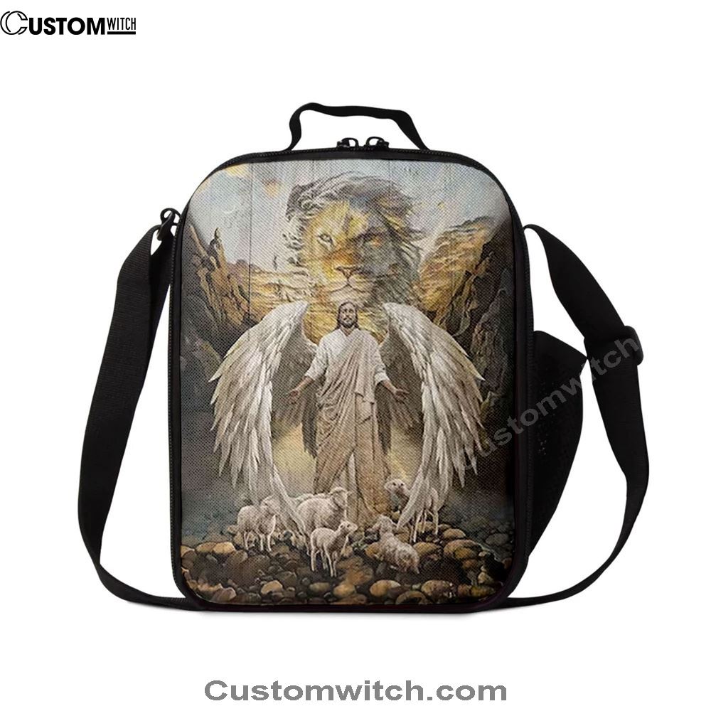 Jesus Wings Lamb Lion Lunch Bag - Lion Lunch Bag, Christian Lunch Box For School, Picnic