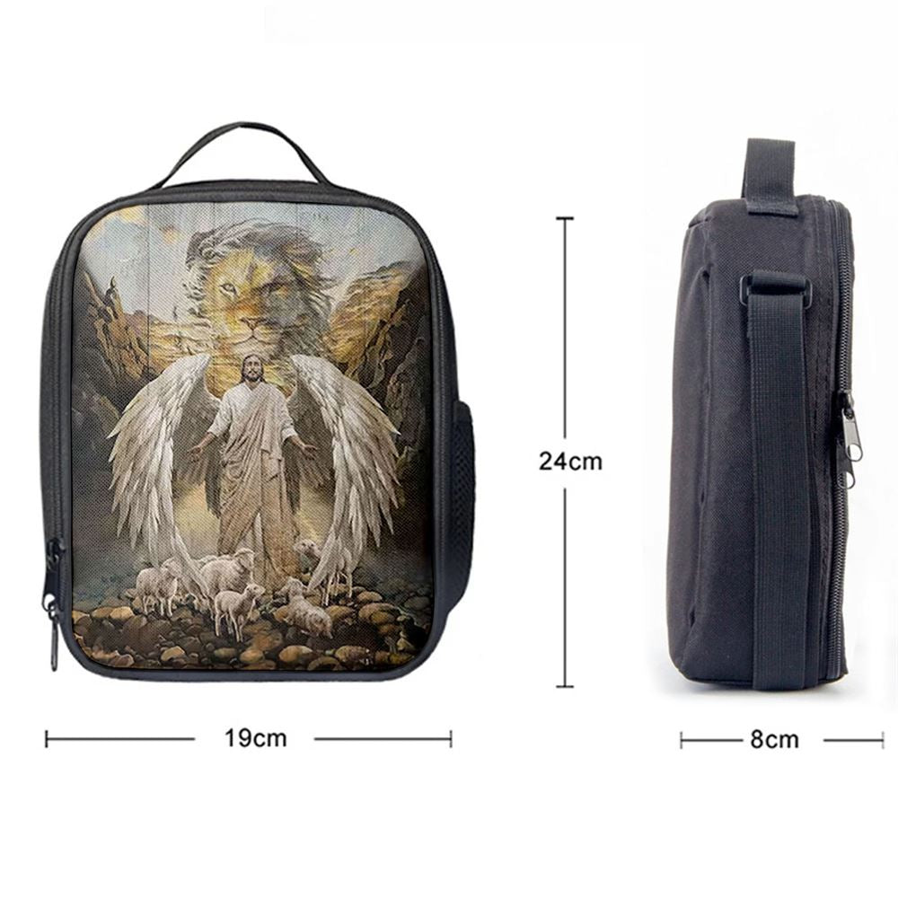 Jesus Wings Lamb Lion Lunch Bag - Lion Lunch Bag, Christian Lunch Box For School, Picnic