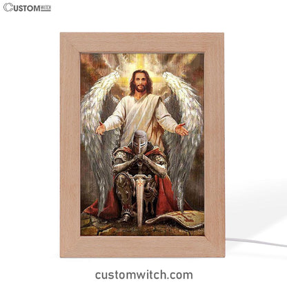 Jesus Wings Warrior Of God Art Frame Lamp - Jesus Portrait Frame Lamp Prints - Christian Art
