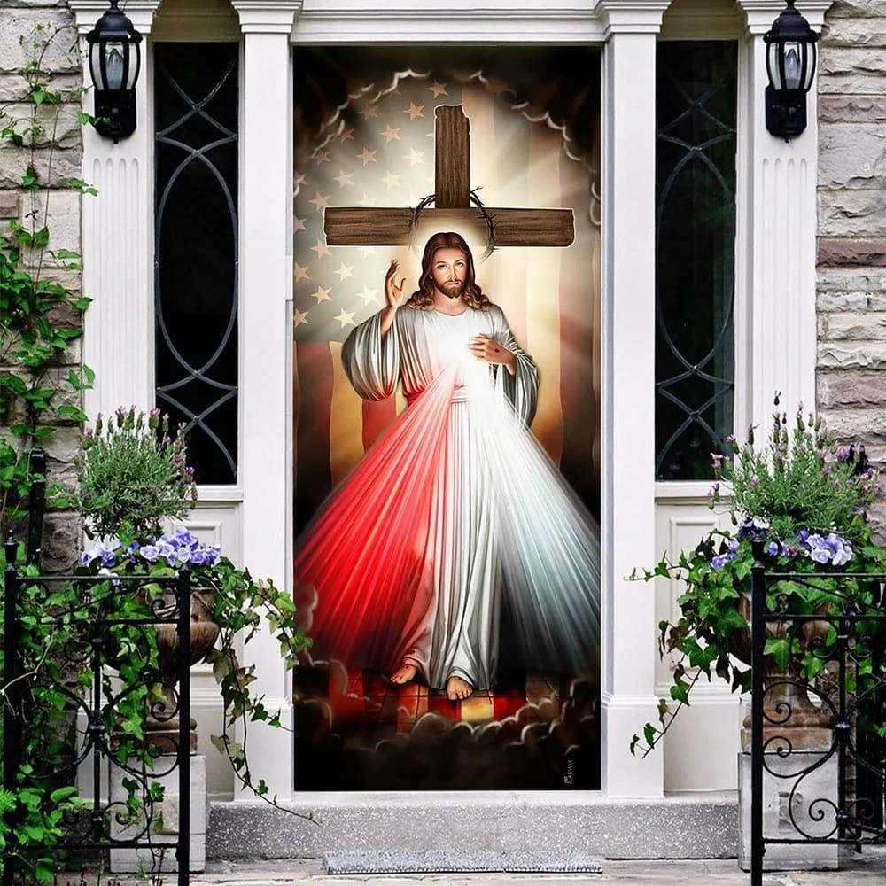Jesus With America Door Cover, Christian Door Decor, Door Christian Church, Christian Door Plaques