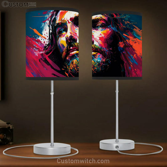 Jesus With Beard Beard Table Lamb Pictures - Faith Art - Christian Table Lamb Gift Decor