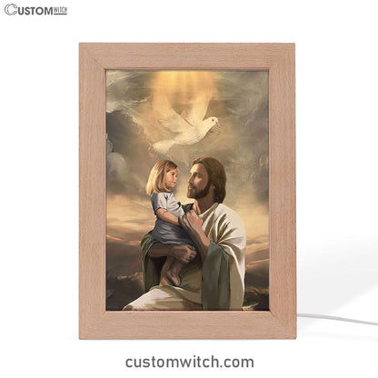 Jesus With Child White Dove Frame Lamp Art - Christian Art - Bible Verse Art - Religious Home Decor