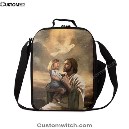 Jesus With Child White Dove Lunch Bag, Christian Lunch Box For School, Picnic