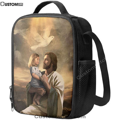 Jesus With Child White Dove Lunch Bag, Christian Lunch Box For School, Picnic