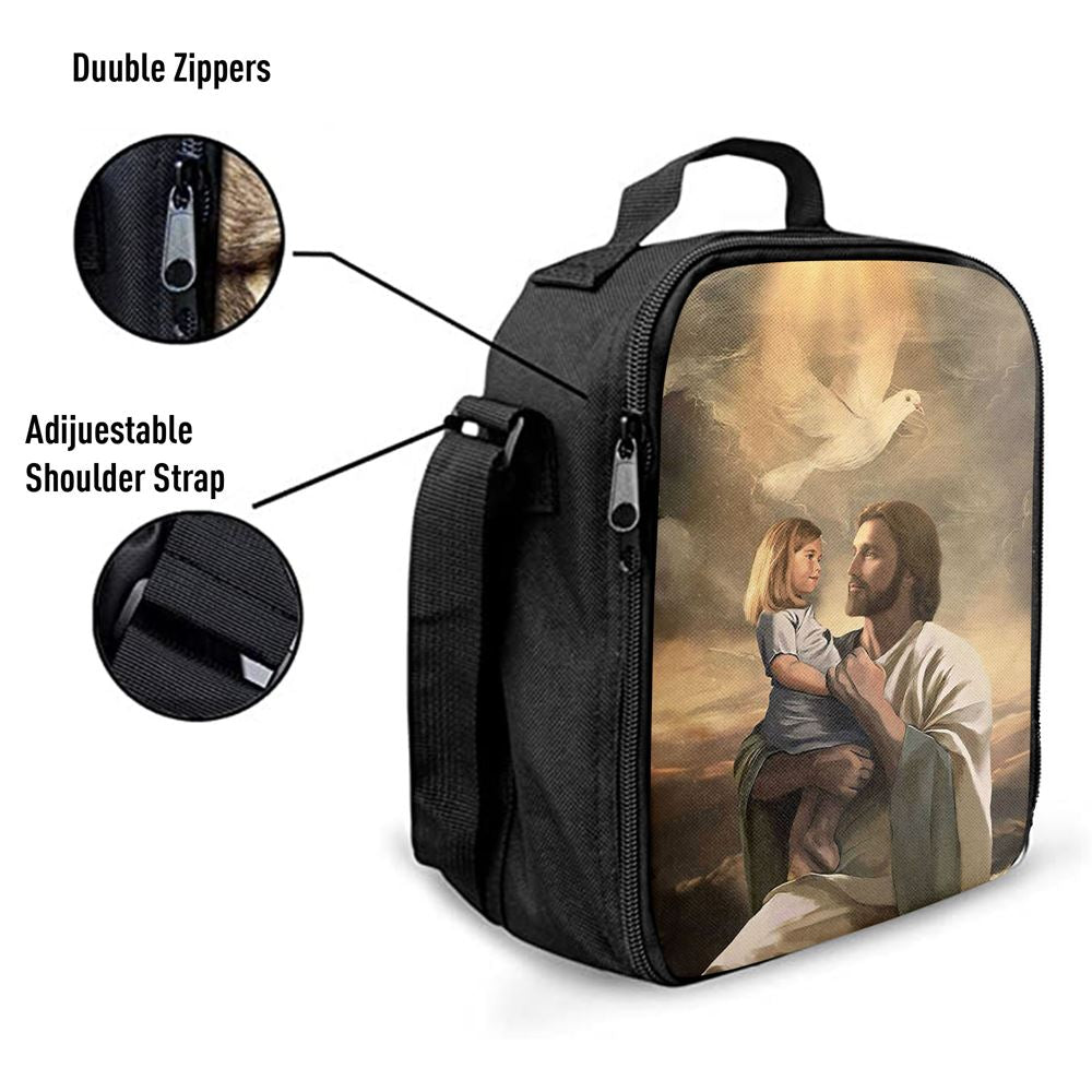 Jesus With Child White Dove Lunch Bag, Christian Lunch Box For School, Picnic