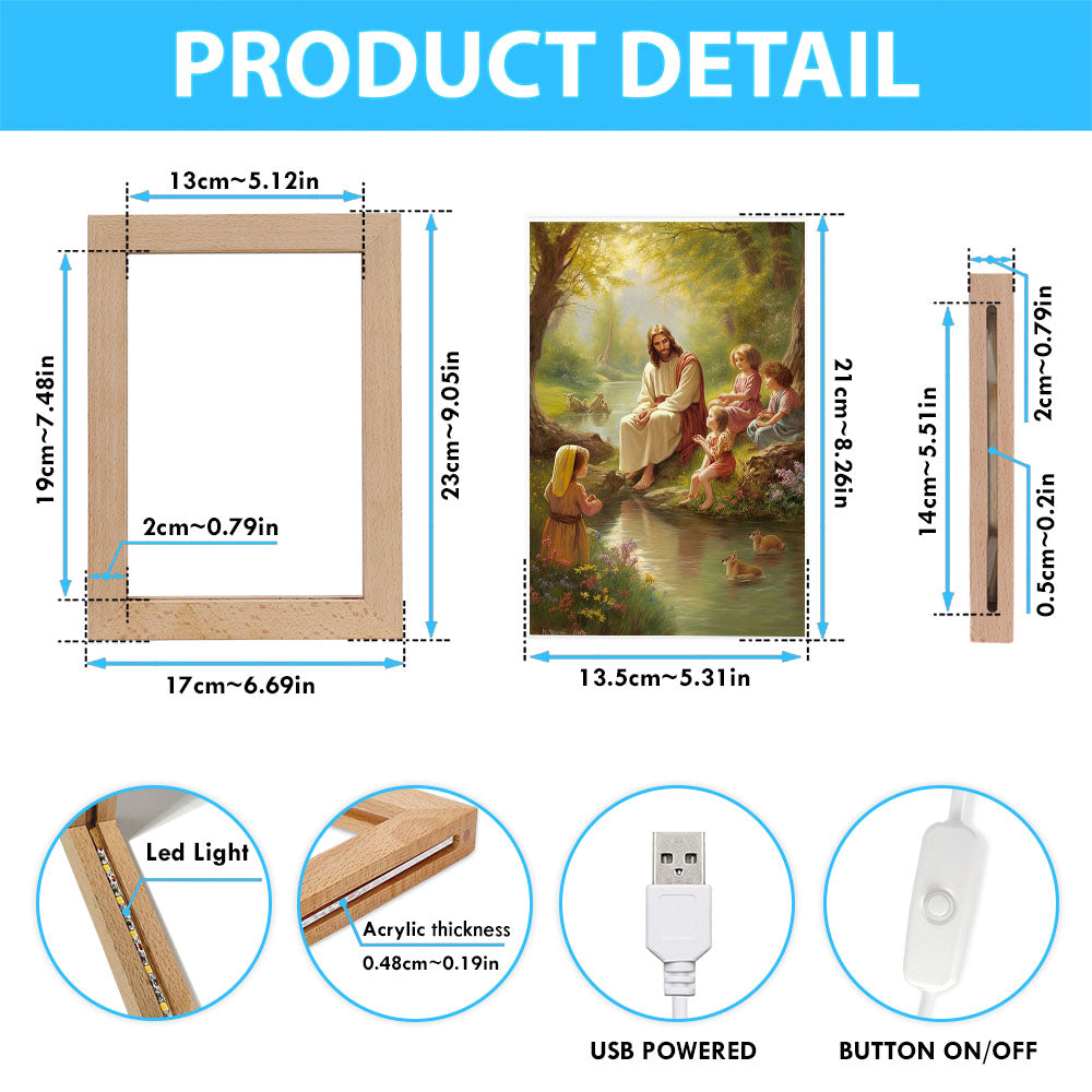 Jesus With Children Frame Lamp Prints - Jesus Frame Lamp Art - Christian Art Decor