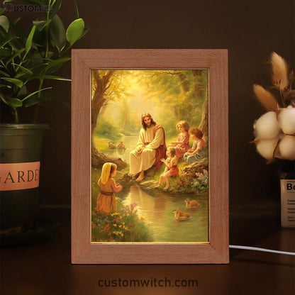Jesus With Children Frame Lamp Prints - Jesus Frame Lamp Art - Christian Art Decor