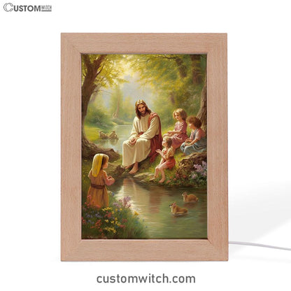 Jesus With Children Frame Lamp Prints - Jesus Frame Lamp Art - Christian Art Decor