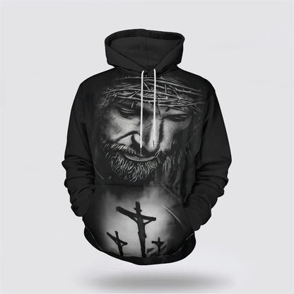 Jesus With Crown Of Thorns 3D Hoodies For Women Men, God 3D Printed Hoodie, Christian Apparel Hoodies