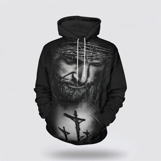 Jesus With Crown Of Thorns 3D Hoodies For Women Men, God 3D Printed Hoodie, Christian Apparel Hoodies