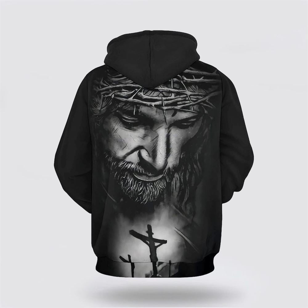 Jesus With Crown Of Thorns 3D Hoodies For Women Men, God 3D Printed Hoodie, Christian Apparel Hoodies