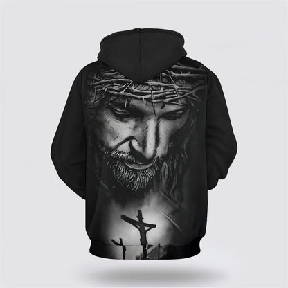 Jesus With Crown Of Thorns 3D Hoodies For Women Men, God 3D Printed Hoodie, Christian Apparel Hoodies