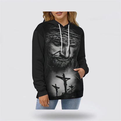 Jesus With Crown Of Thorns 3D Hoodies For Women Men, God 3D Printed Hoodie, Christian Apparel Hoodies