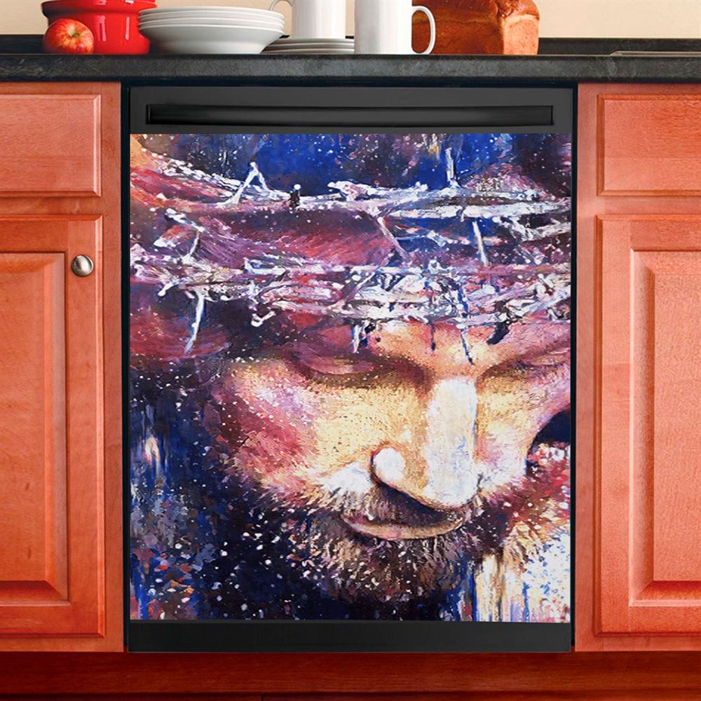 Jesus With Crown Of Thorns Dishwasher Cover, Jesus Christ Dishwasher Wrap, Christian Kitchen Decoration