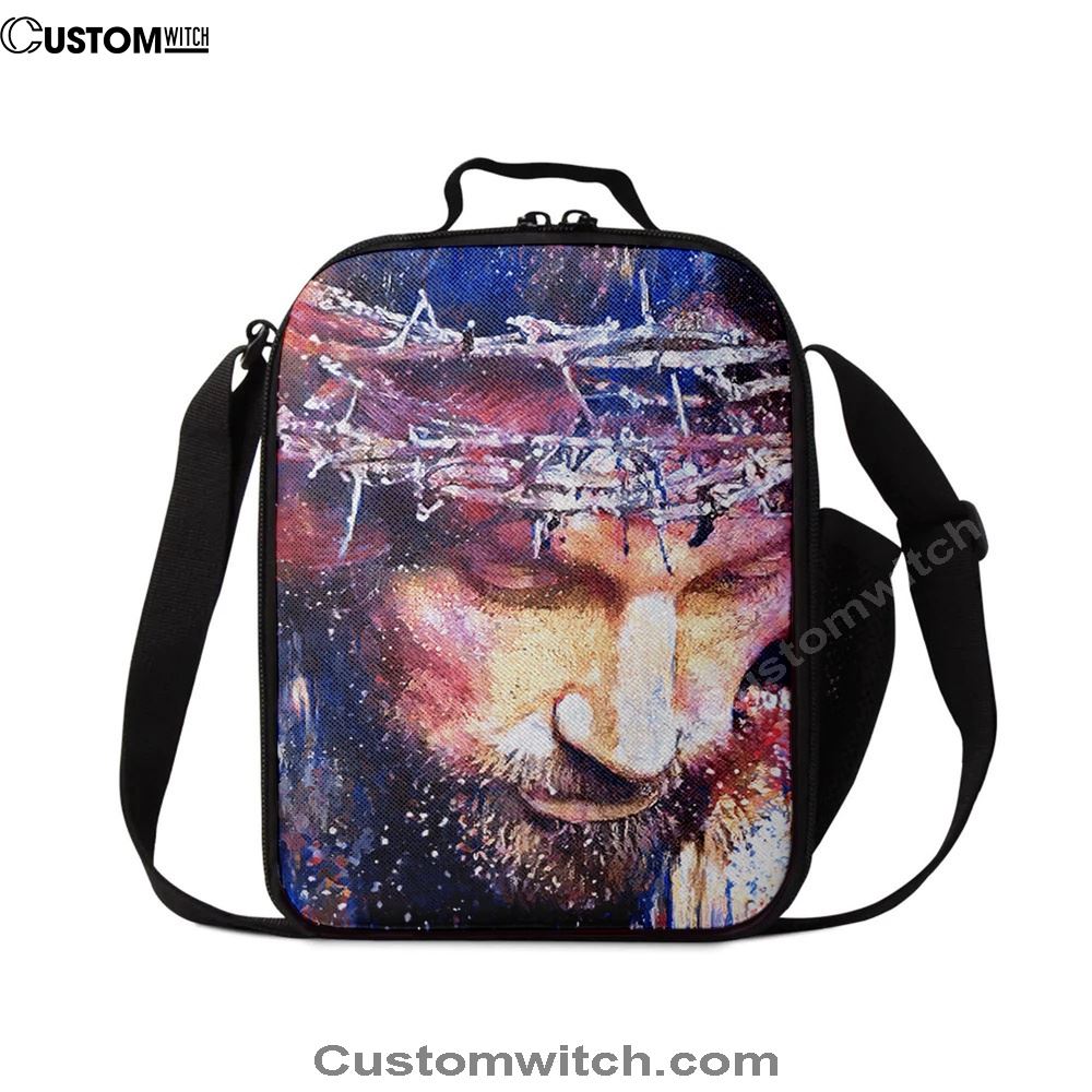 Jesus With Crown Of Thorns Lunch Bag, Christian Lunch Box For School, Picnic