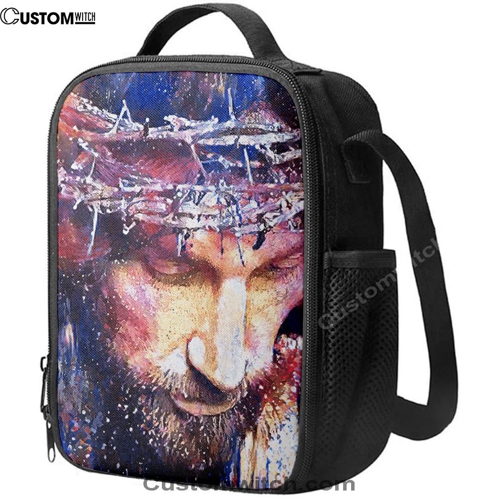 Jesus With Crown Of Thorns Lunch Bag, Christian Lunch Box For School, Picnic