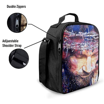 Jesus With Crown Of Thorns Lunch Bag, Christian Lunch Box For School, Picnic