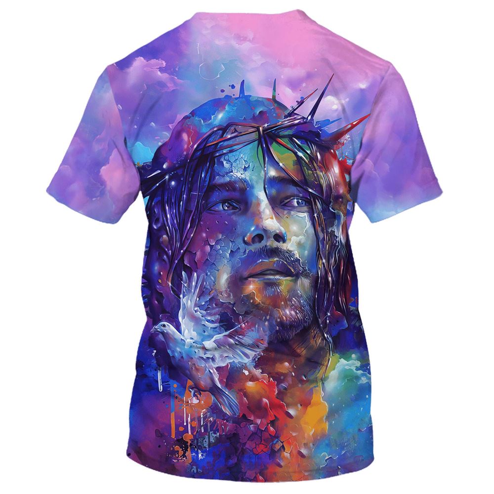 Jesus With Dove All Over Print 3D T Shirt For Men And Women, Christian T-Shirt, Faith Shirt
