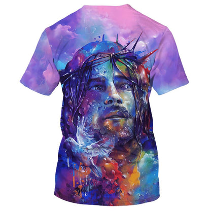Jesus With Dove All Over Print 3D T Shirt For Men And Women, Christian T-Shirt, Faith Shirt