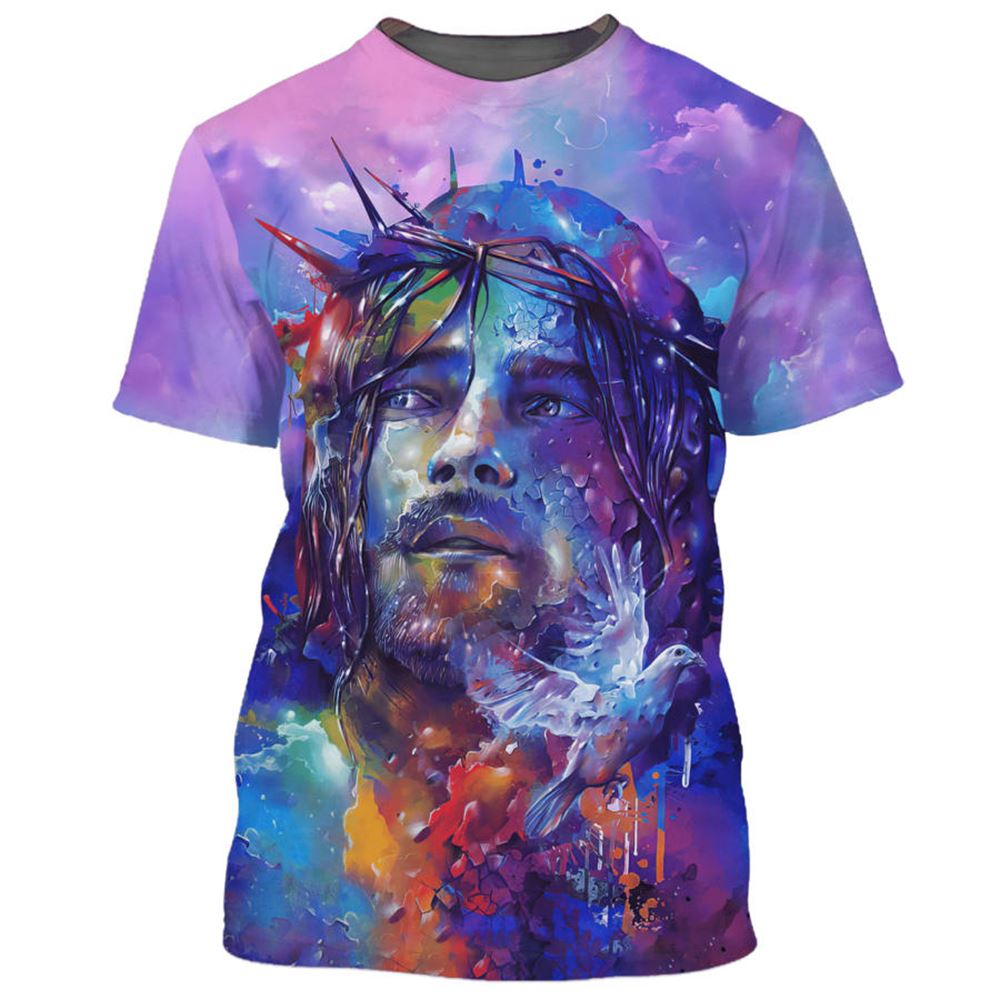 Jesus With Dove All Over Print 3D T Shirt For Men And Women, Christian T-Shirt, Faith Shirt