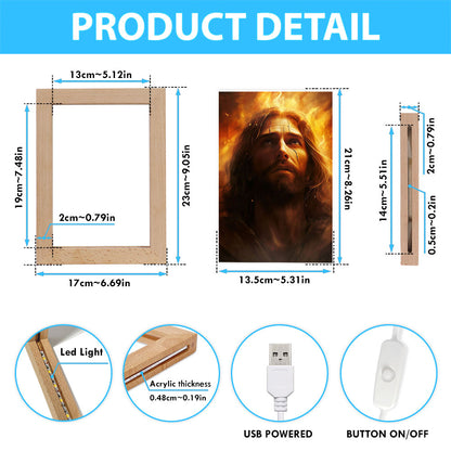 Jesus With Fire Frame Lamp Prints - Jesus Frame Lamp Art - Christian Art Decor