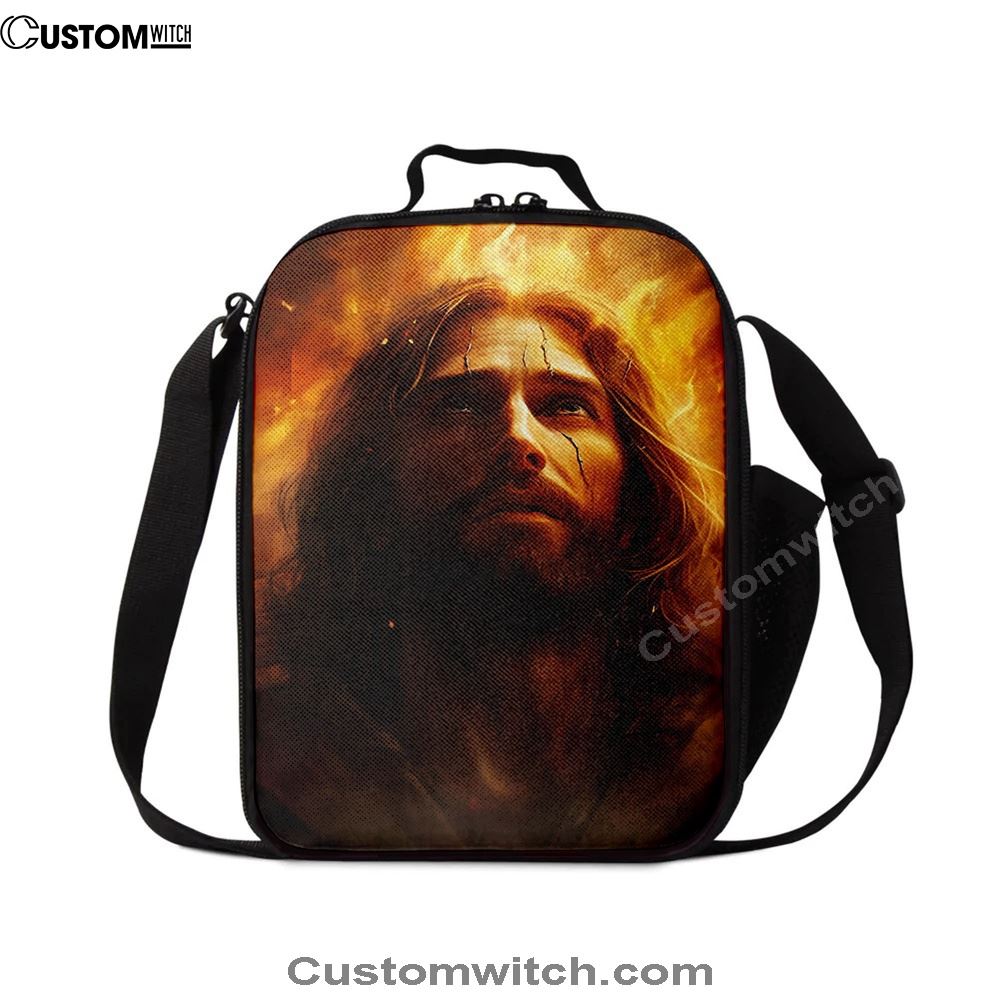 Jesus With Fire Lunch Bag, Christian Lunch Box For School, Picnic