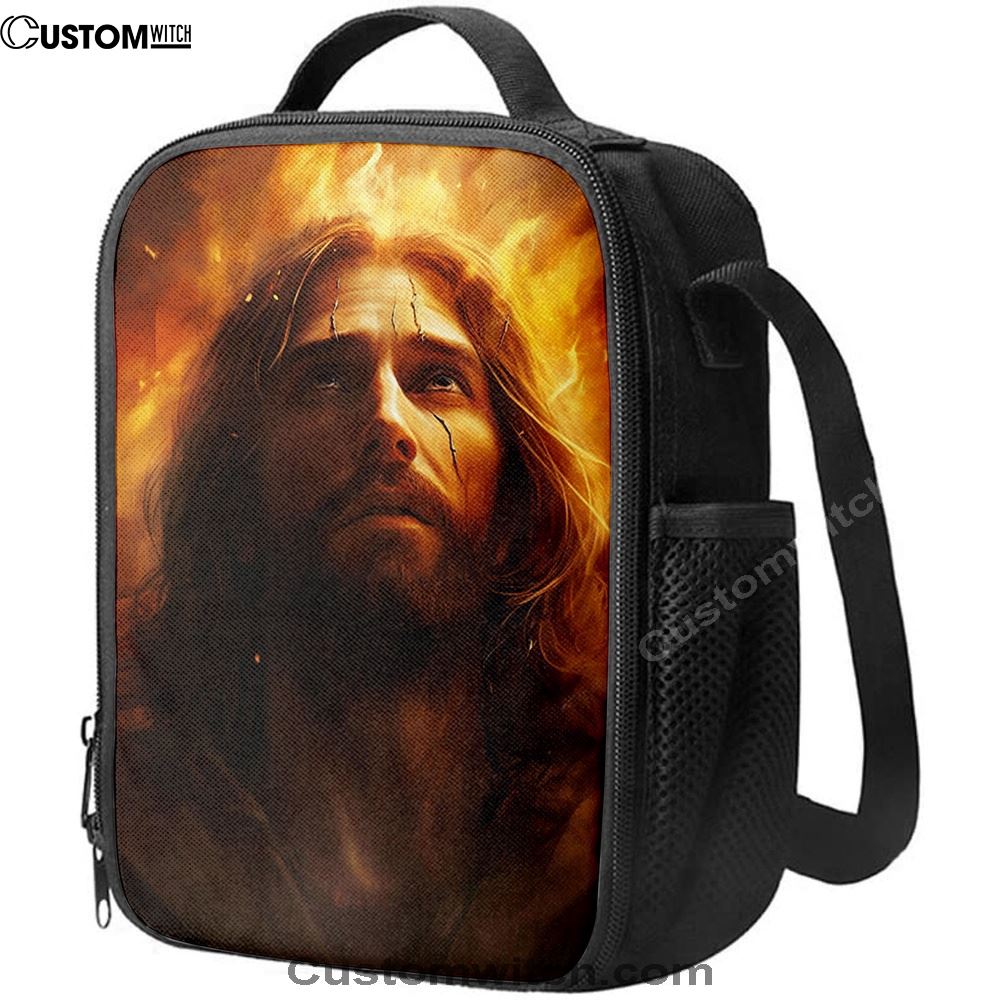 Jesus With Fire Lunch Bag, Christian Lunch Box For School, Picnic