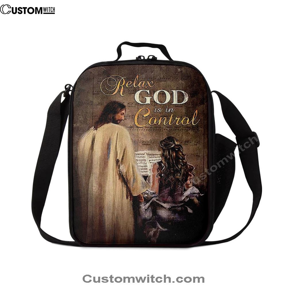 Jesus With Girl God Is In Control Lunch Bag, Christian Lunch Box For School, Picnic