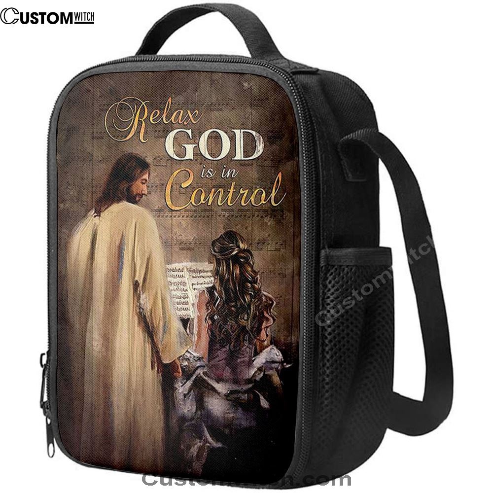Jesus With Girl God Is In Control Lunch Bag, Christian Lunch Box For School, Picnic