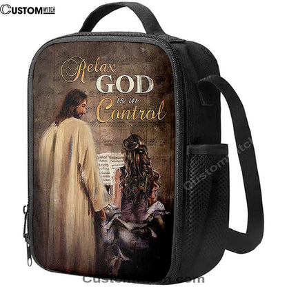 Jesus With Girl God Is In Control Lunch Bag, Christian Lunch Box For School, Picnic