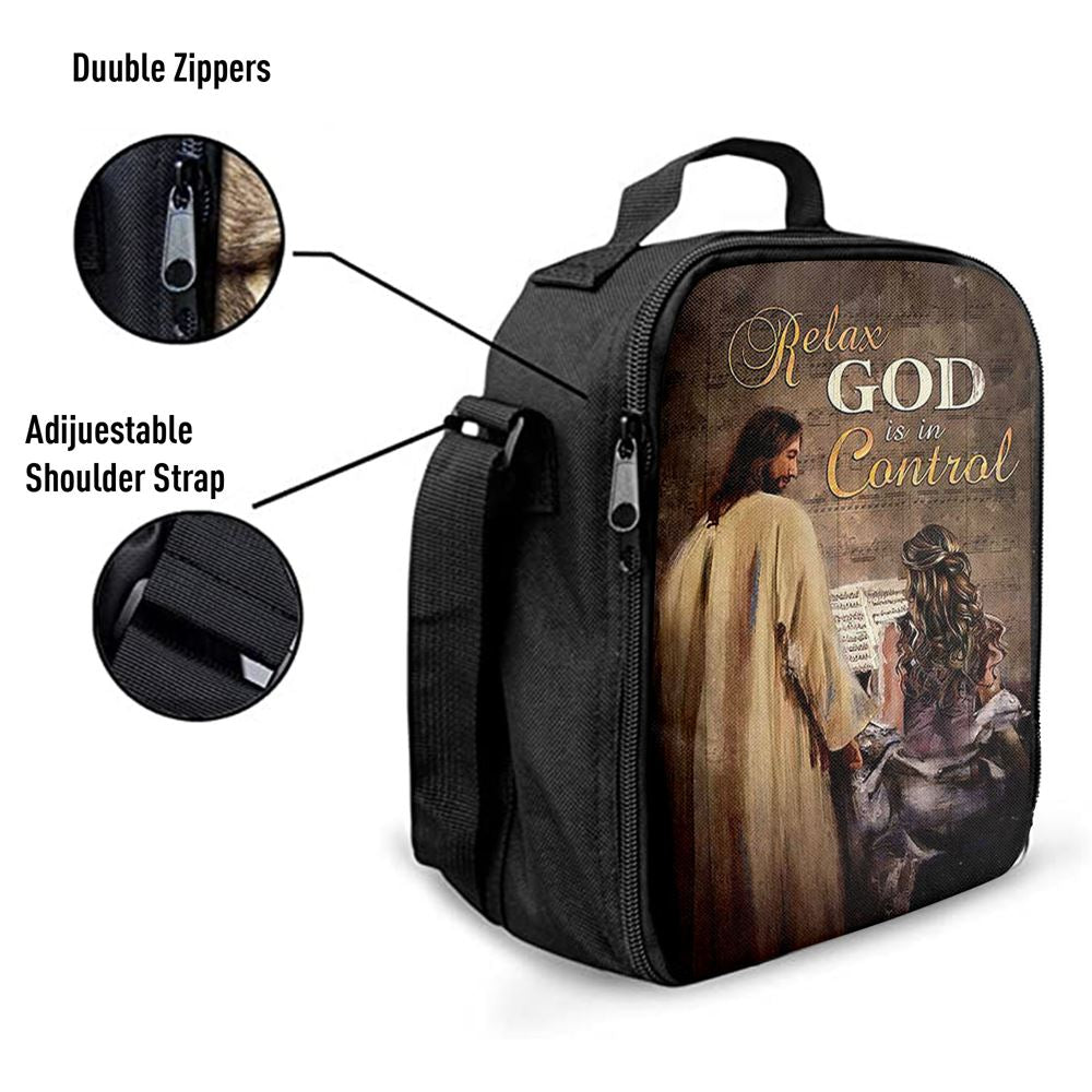 Jesus With Girl God Is In Control Lunch Bag, Christian Lunch Box For School, Picnic