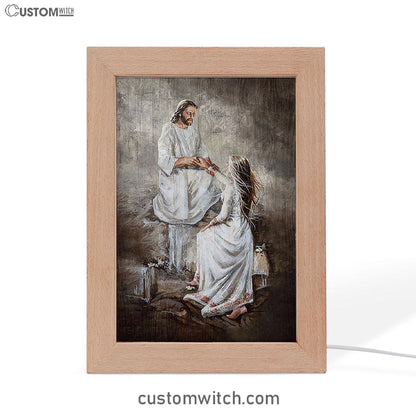 Jesus With Girl Walking With Jesus Art Frame Lamp - Jesus Portrait Frame Lamp Prints - Christian Art