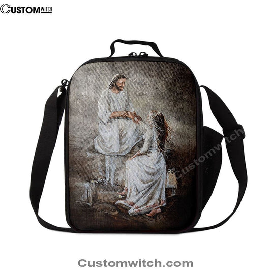 Jesus With Girl Walking With Jesus Lunch Bag, Christian Lunch Box For School, Picnic