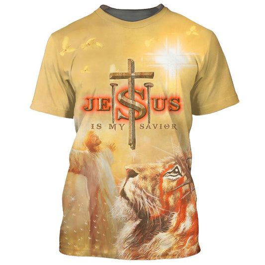 Jesus With His Arms Open Lion All Over Print 3D T Shirt For Men And Women, Christian T-Shirt, Faith Shirt