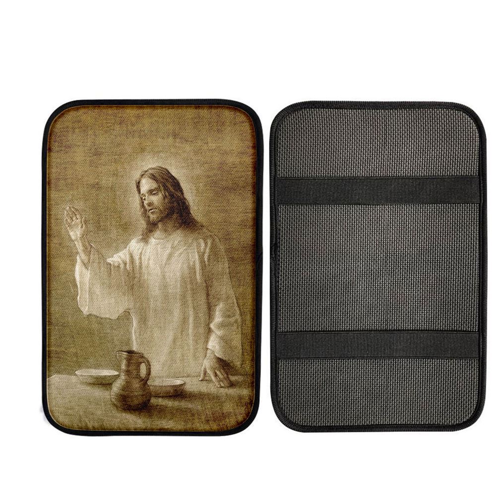 Jesus With His Hand Up Painting - In Remembrance Car Armrest Pad Pictures, God Car Armrest Accessories