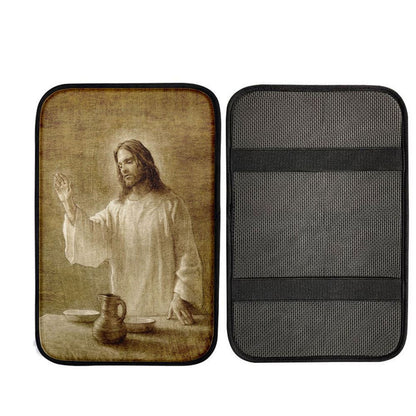 Jesus With His Hand Up Painting - In Remembrance Car Armrest Pad Pictures, God Car Armrest Accessories