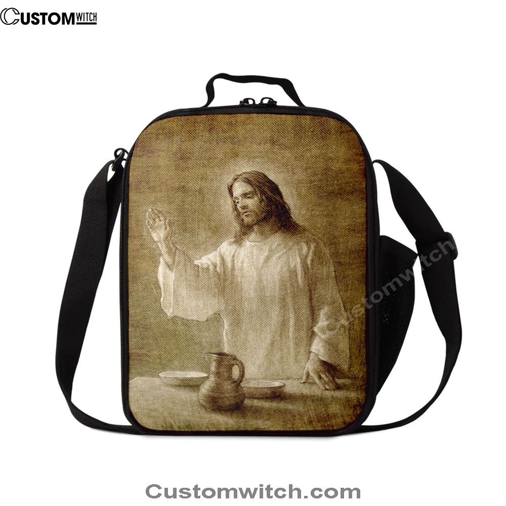 Jesus With His Hand Up Painting - In Remembrance Lunch Bag, Christian Lunch Box For School, Picnic