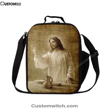 Jesus With His Hand Up Painting - In Remembrance Lunch Bag, Christian Lunch Box For School, Picnic