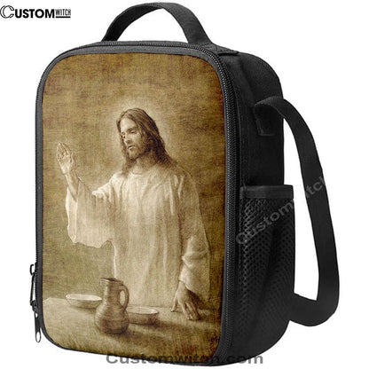 Jesus With His Hand Up Painting - In Remembrance Lunch Bag, Christian Lunch Box For School, Picnic