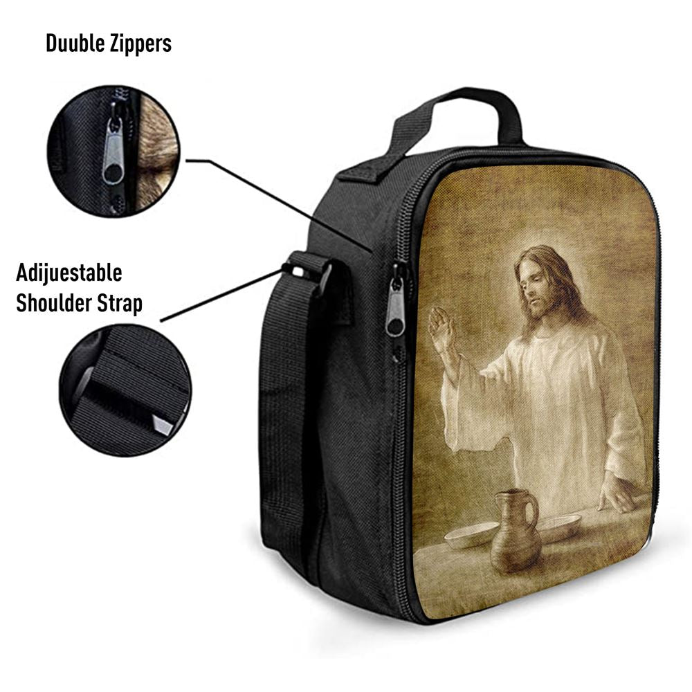 Jesus With His Hand Up Painting - In Remembrance Lunch Bag, Christian Lunch Box For School, Picnic