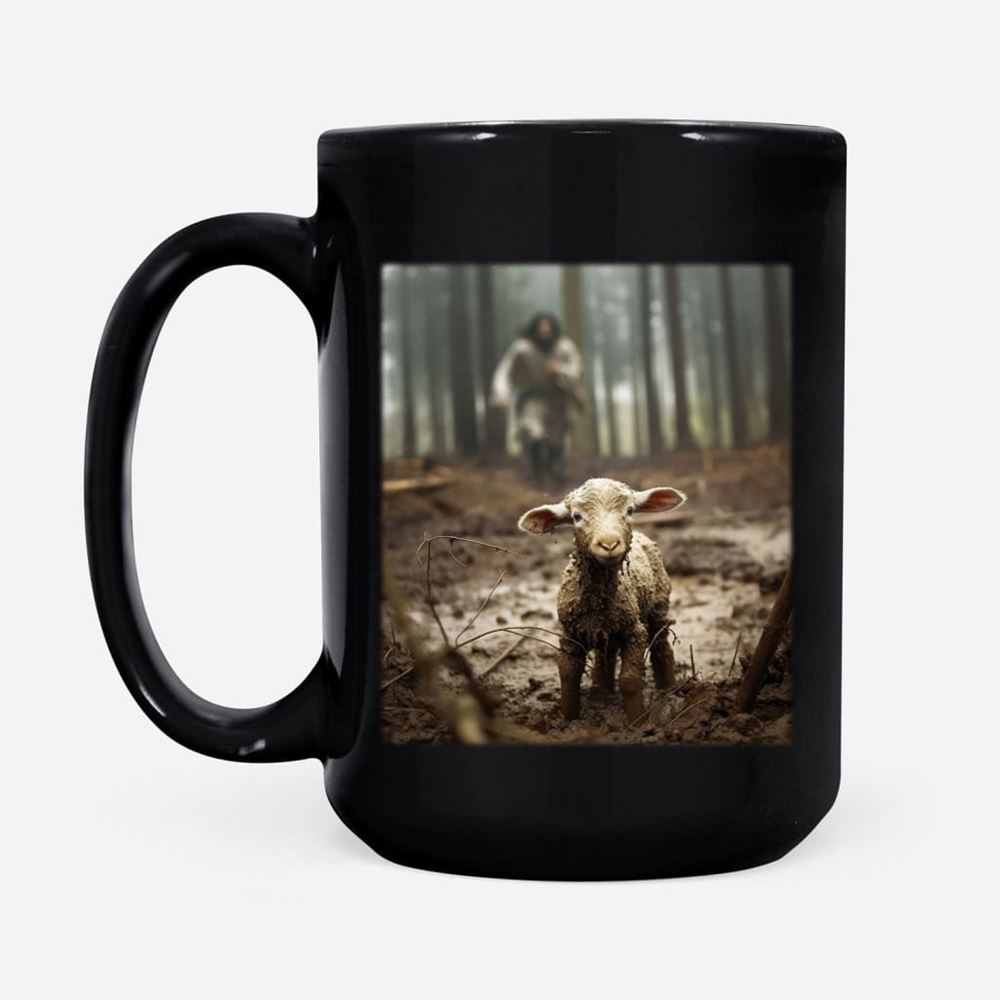 Jesus With The Sheep, Jesus Running After Lamb Coffee Mug (Without Text), Christian Mug, Bible Mug, Faith Gift, Encouragement Gift
