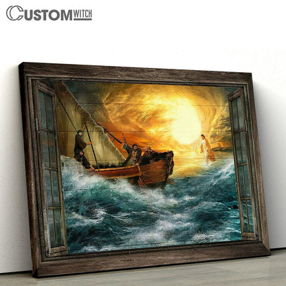 Jesus guides us through storm Canvas Wall Art - Bible Verse Canvas - Religious Prints