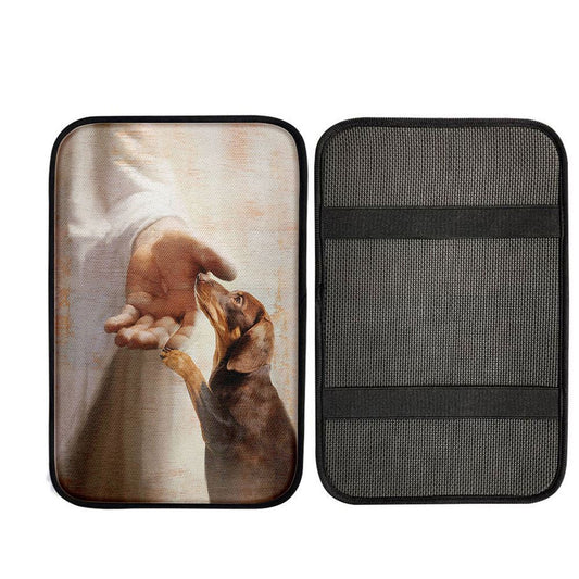Jesus's Hand Dachshund Dog Car Armrest Pad - Gift For Dog Lover, God Car Armrest Accessories