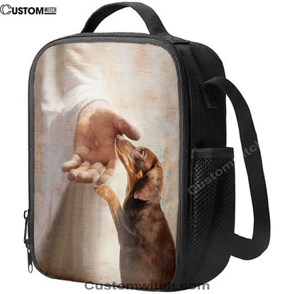 Jesus's Hand Dachshund Dog Lunch Bag - Gift For Dog Lover, Christian Lunch Box For School, Picnic